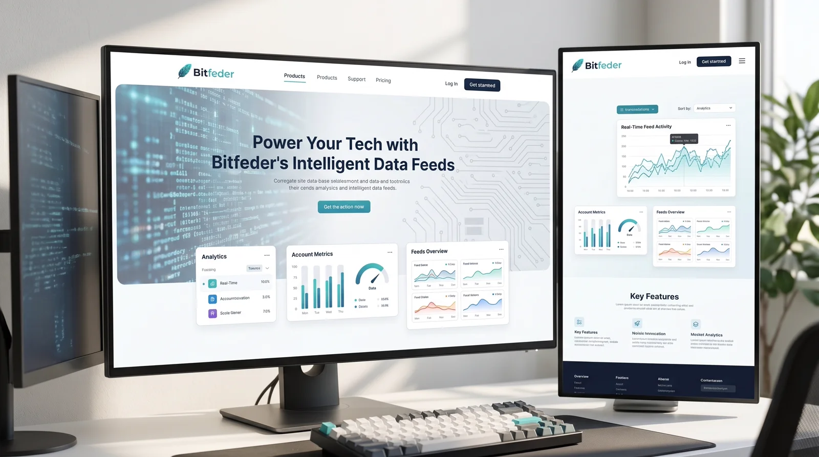 Bitfeder Software auf Monitoren am Arbeitsplatz