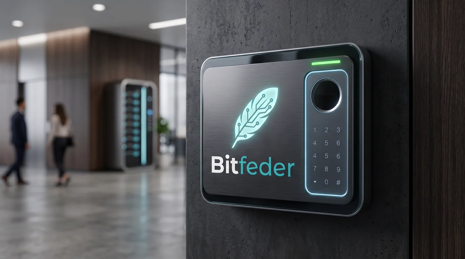 Bitfeder Zutrittsterminal an einer Bürowand